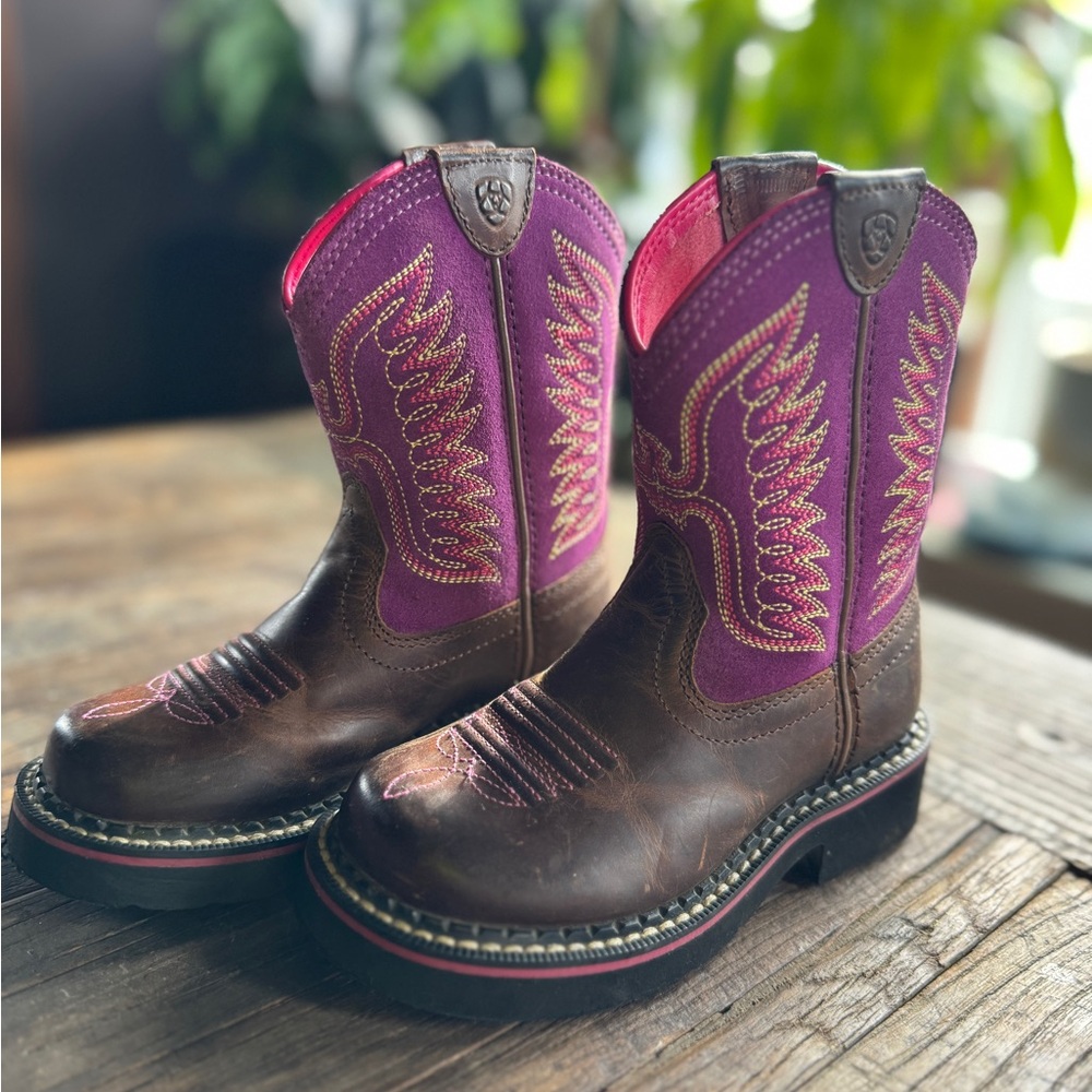 Ariat Kids' Pink and Purple Western Boots